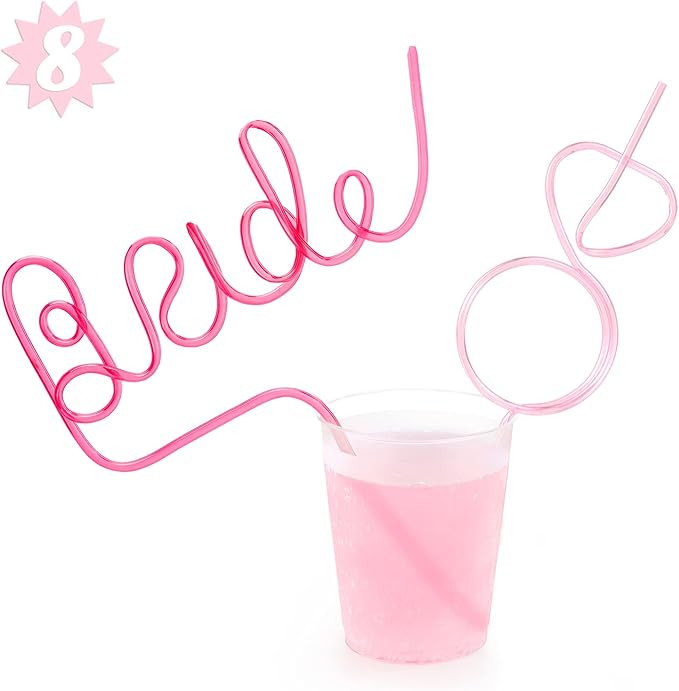 xo, Fetti Bachelorette Party XL Pink Bride + Diamond Ring Straw Set - 8 Pieces | Bridal Shower + ... | Amazon (US)