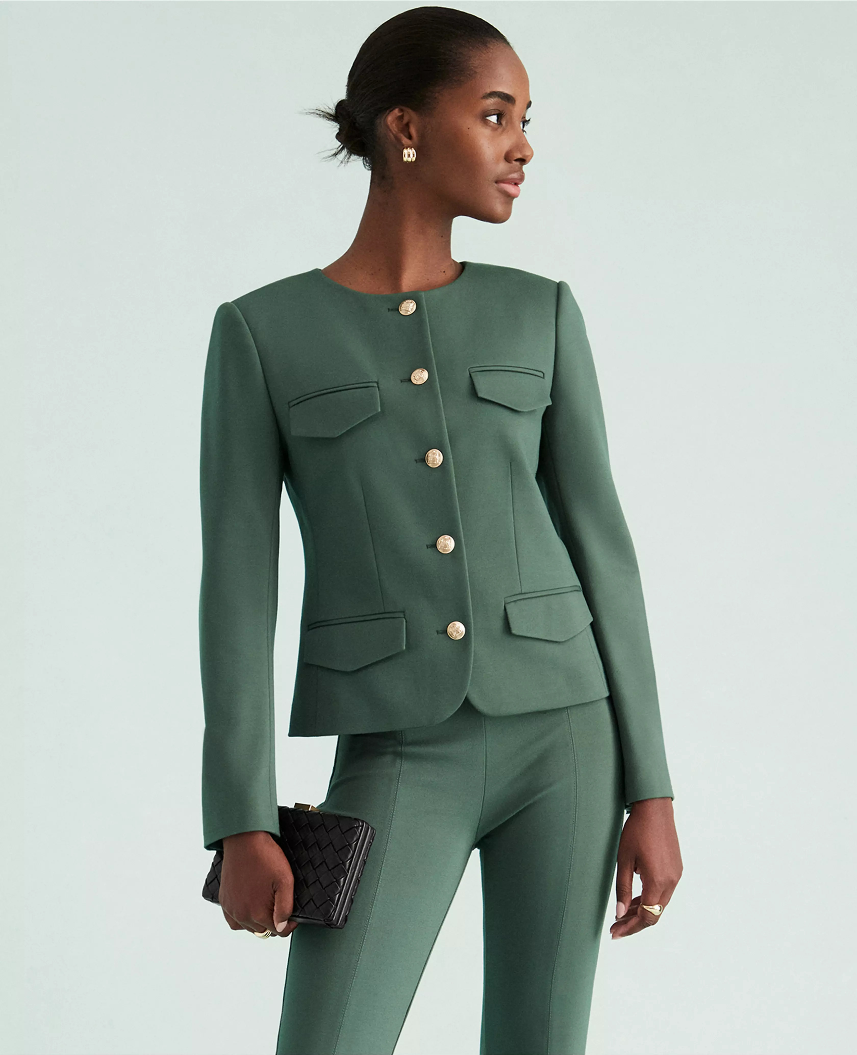 Ponte Crew Neck Jacket | Ann Taylor
