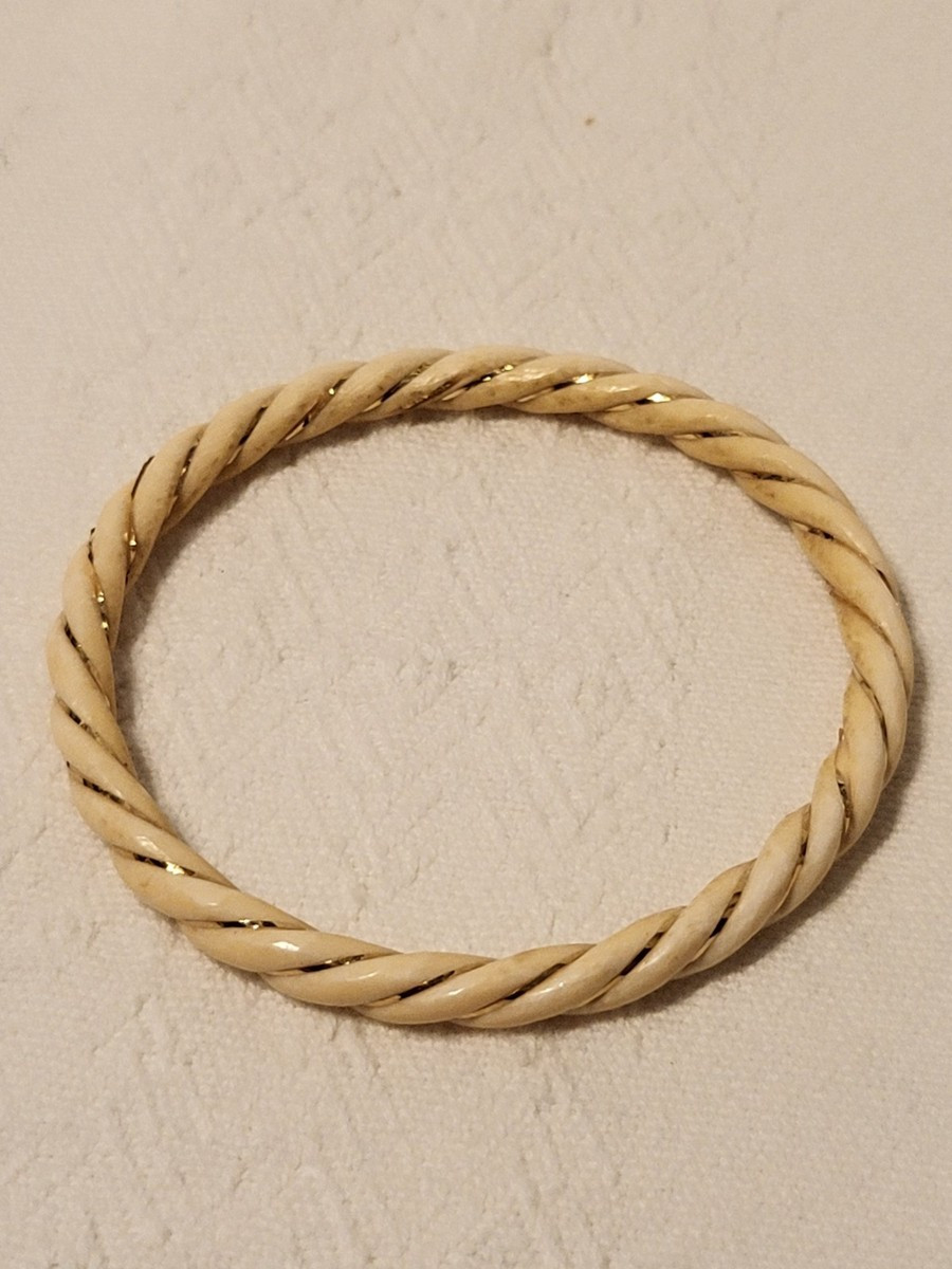Estate Vintage 14K Yellow  Gold Inlay Cream Corrugated Twist Bangle Bracelet | eBay | eBay US