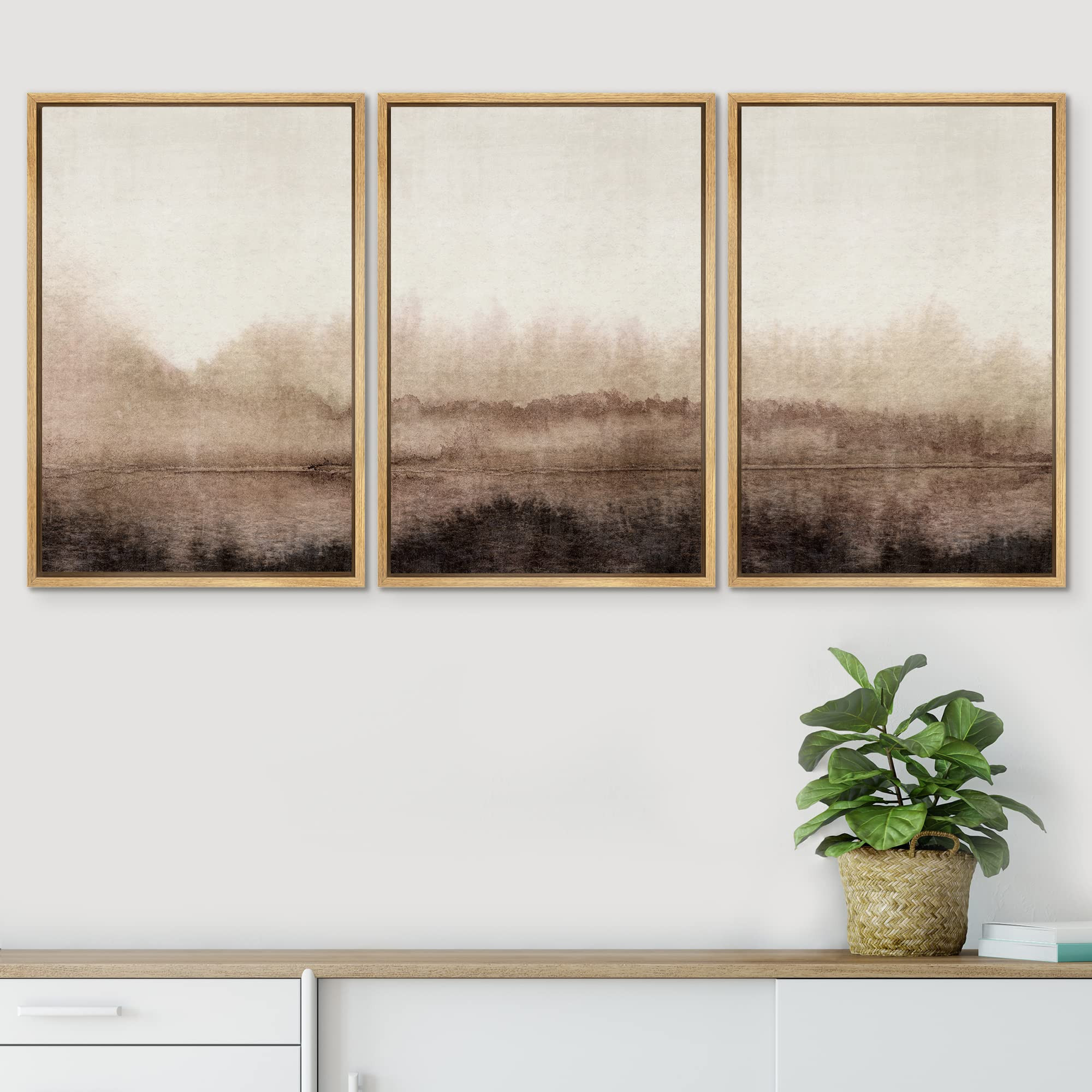 SIGNWIN Framed Canvas Print Wall Art Set Pastel Watercolor Brown Landscape Nature Wilderness Illustrations Modern Art Decorative Nordic Abstract for Living Room, Bedroom, Office - 16"x24"x3 Natural | Amazon (US)
