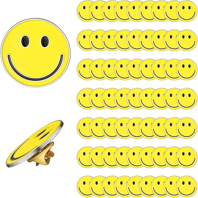 60 Pack Happy Face Lapel Pins Bulk Cute Smile Pinback Buttons Funny Teacher Pins for Students Kid... | Amazon (US)