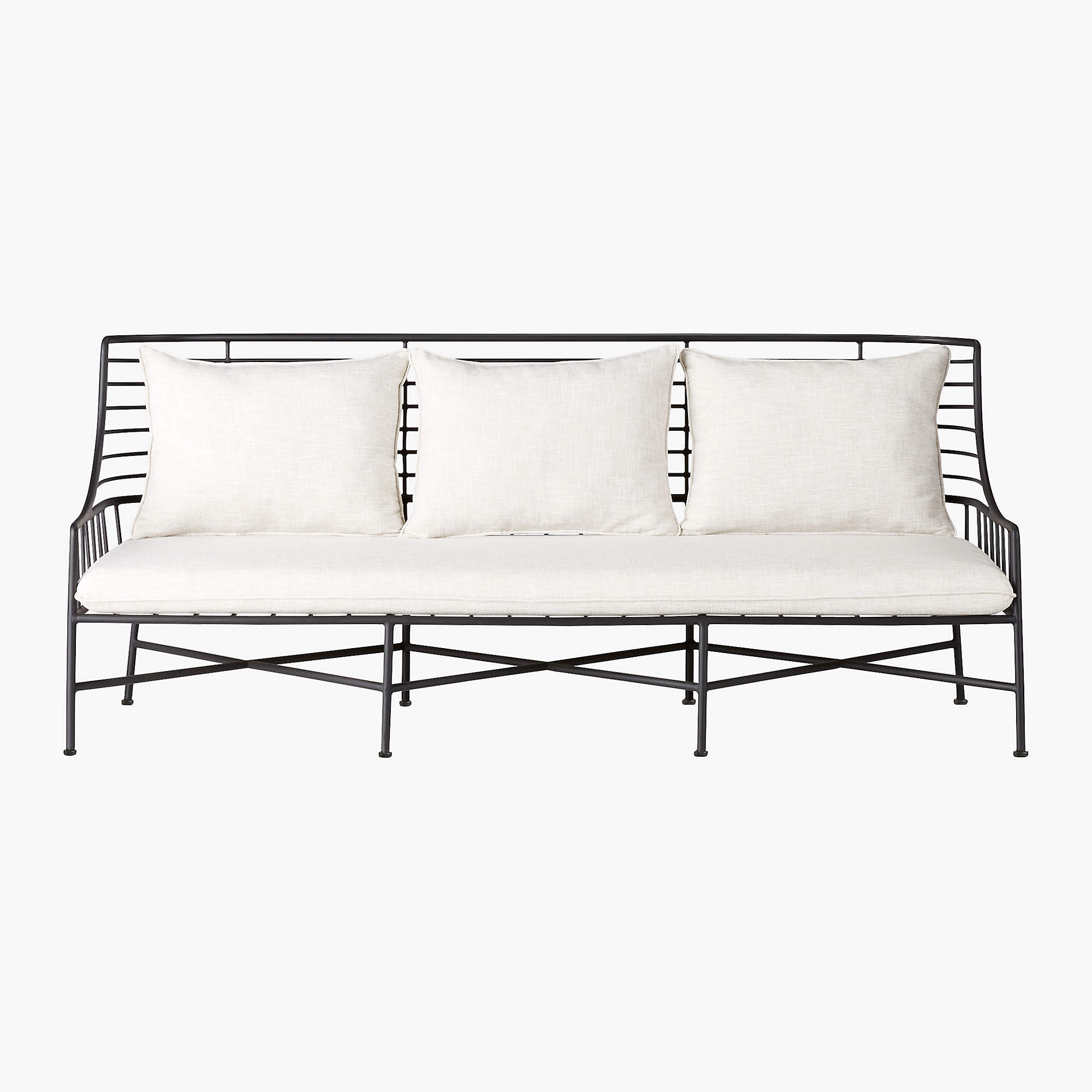Breton Black Metal Outdoor Sofa + Reviews | CB2 | CB2