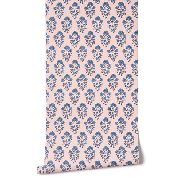 Block Print in Peach Blush Wallpaper | Caitlin Wilson Design