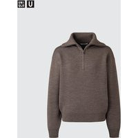 Uniqlo - Double Faced Knit Half-zip Jumper - Dark Brown | UNIQLO (UK)