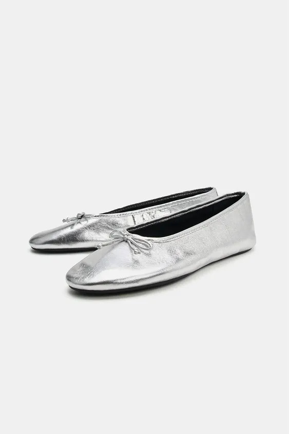 LEDER-BALLERINA IN METALLOPTIK | Zara DE