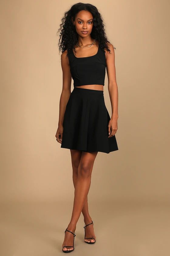 Homecoming Queen Black Two-Piece Skater Dress | Lulus (US)