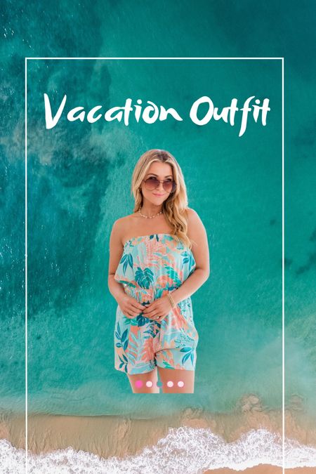 Summer outfit. Tropical print romper. Beach vacation. Vacation outfit 

#LTKSeasonal #LTKSaleAlert #LTKFindsUnder50