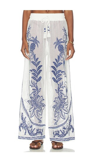 FARM Rio Wide Leg Pants in White,Blue. - size XL | Revolve Clothing (Global)