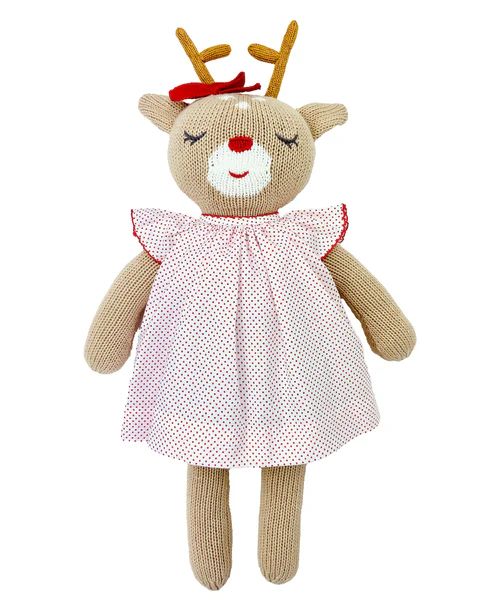 Knit Reindeer in Dot Dress | JoJo Mommy