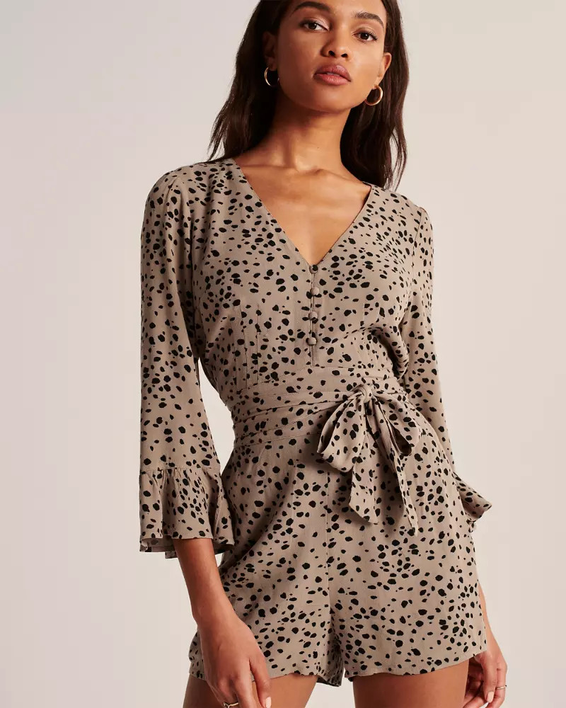 V-Neck Ruffle Romper | Abercrombie & Fitch US & UK