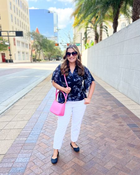 Amazon fashion find! I’m loving this business casual work blouse! It fits TTS and is lined. I wore this outfit to church yesterday. Honorable mention to my new Kate Spade pink NSALE purse 💕 AMAZON workwear // work outfit 

#LTKunder50 #LTKxNSale #LTKworkwear