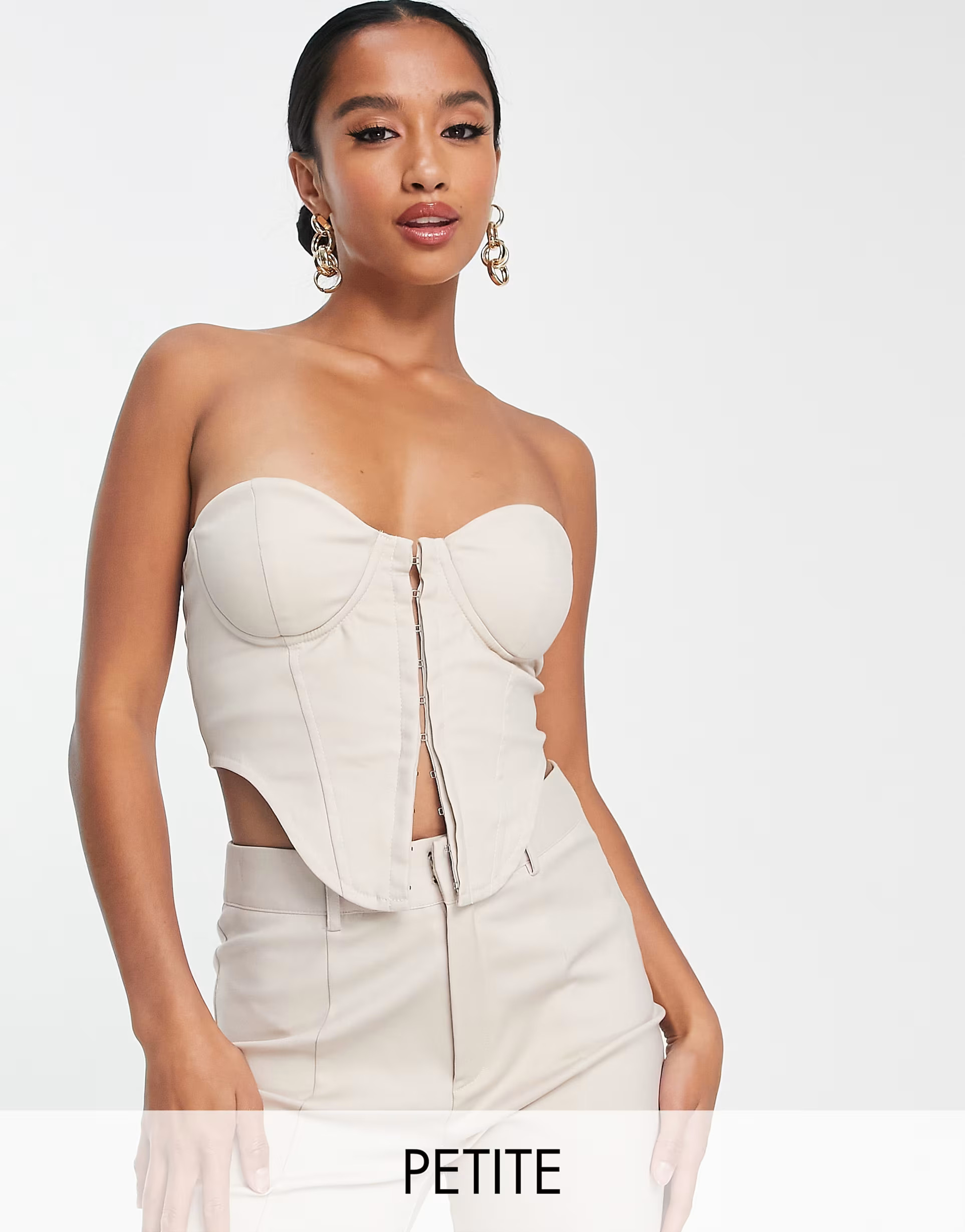 Simmi Petite bandeau corset top co-ord in mushroom | ASOS (Global)