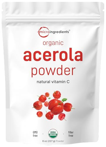 Organic Acerola Powder, 8oz | Natural Organic Vitamin C Superfood | No Sugar & Additives | Great Flavor for Drinks, Smoothie, & Beverages | Non-GMO & Vegan Friendly, Brazil Origin | Amazon (US)