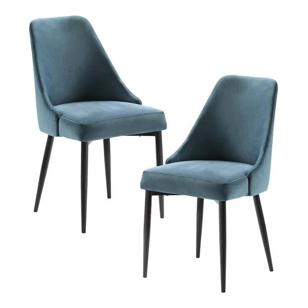 Lexicon Keene 20" Mid-Century Velvet Dining Room Side Chair in Blue (Set of 2) | Walmart (US)