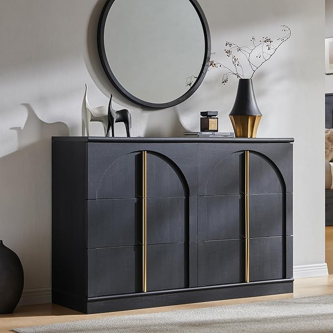 ACCOHOHO Arched Dresser for Bedroom with 6 Drawers, 47.3" Wide Modern Chest of Drawers with Round... | Amazon (US)