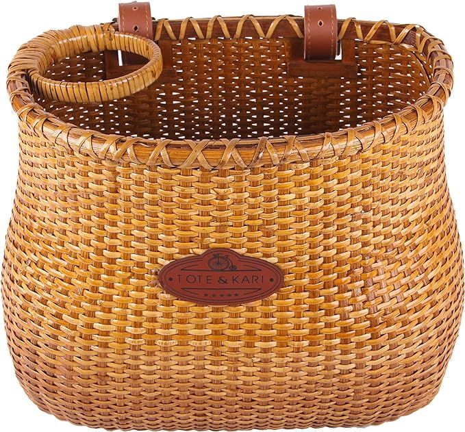 Tote & Kari Bicycle Basket Made for Front Handlebar of Adult Beach Cruiser Bike it has a Cup Hold... | Amazon (US)