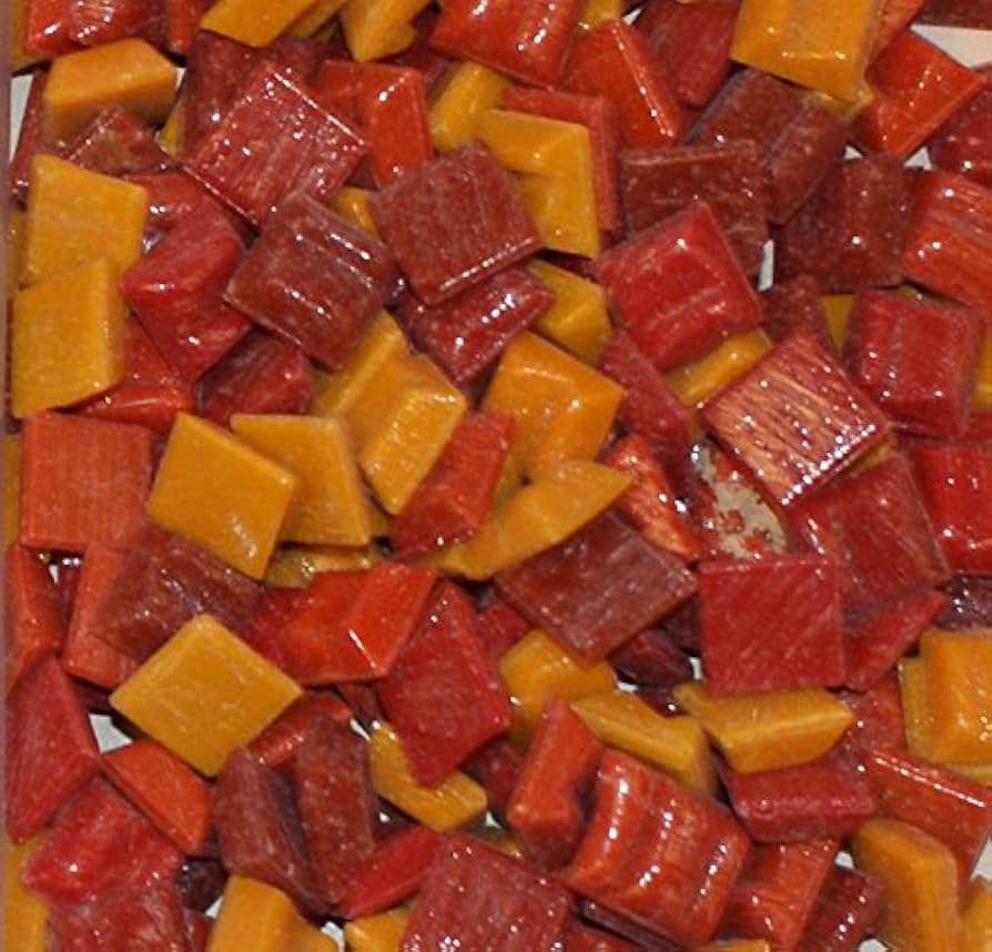 Glass Mosaic Tile 3/8\u201d \u2013 \u00bd Pound Red-Orange-Yellow Assortment | Amazon (US)