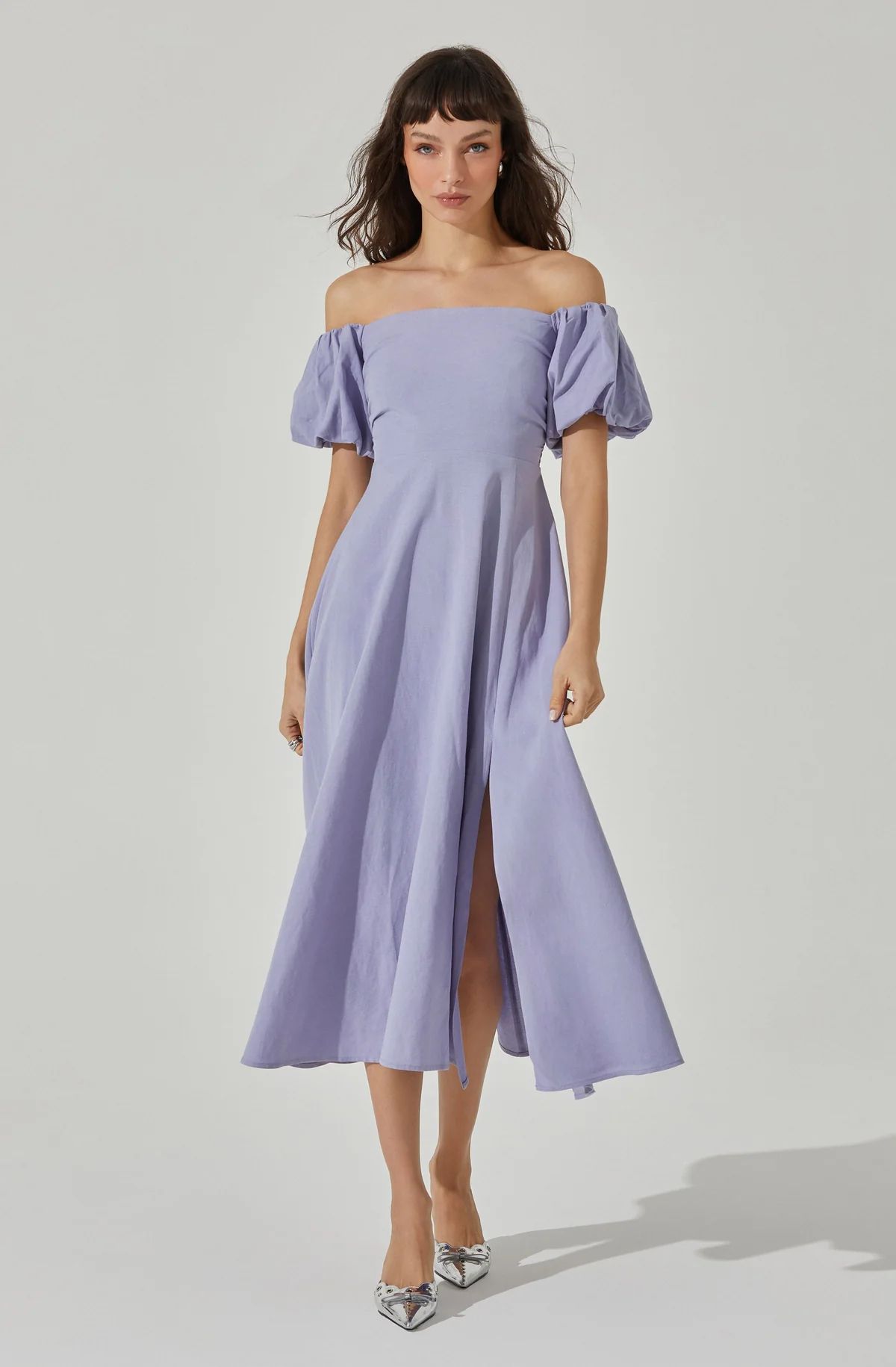 Off Shoulder Puff Sleeve Midi Dress | ASTR The Label (US)