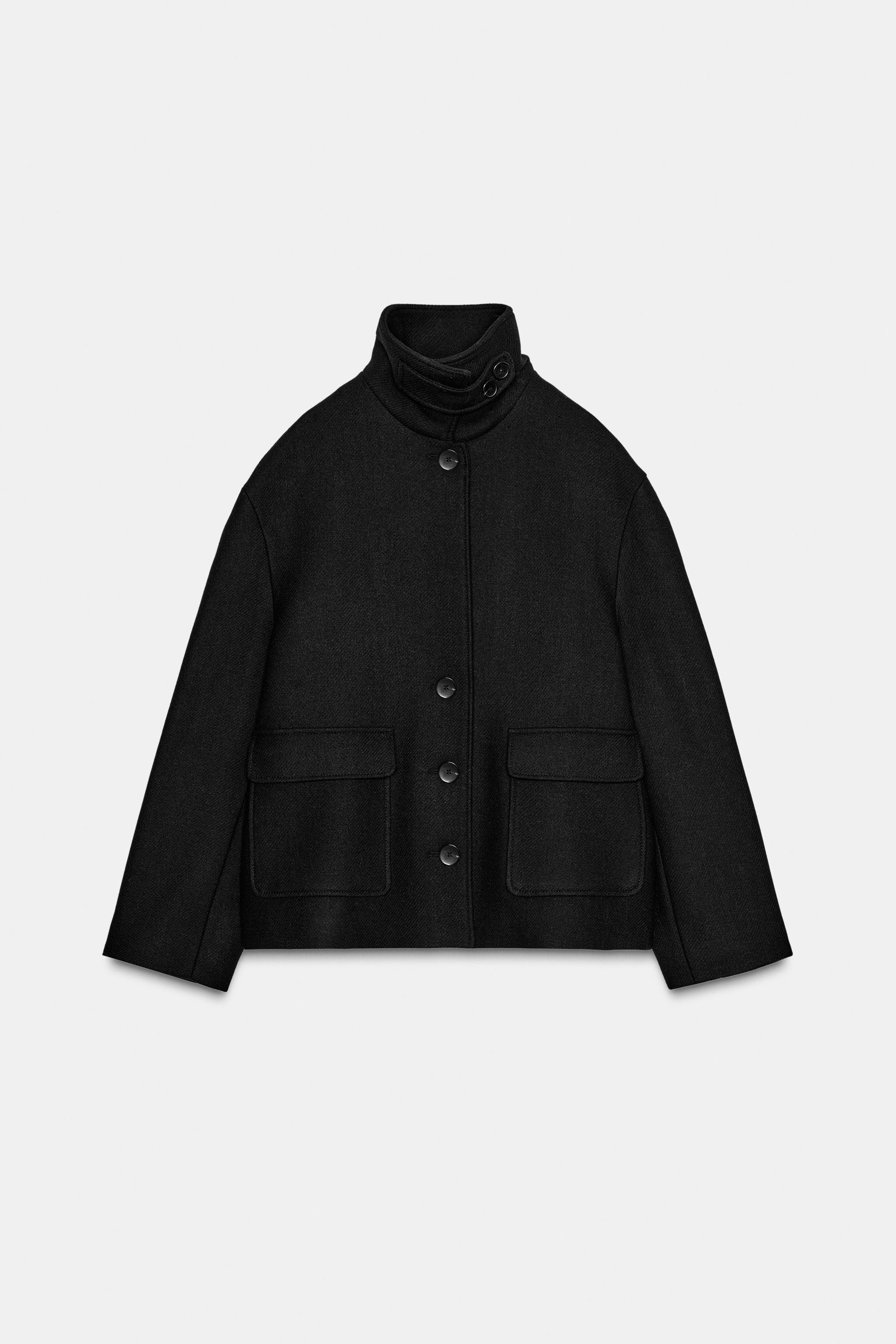 SHORT WOOL COAT WITH HIGH NECK | Zara UK