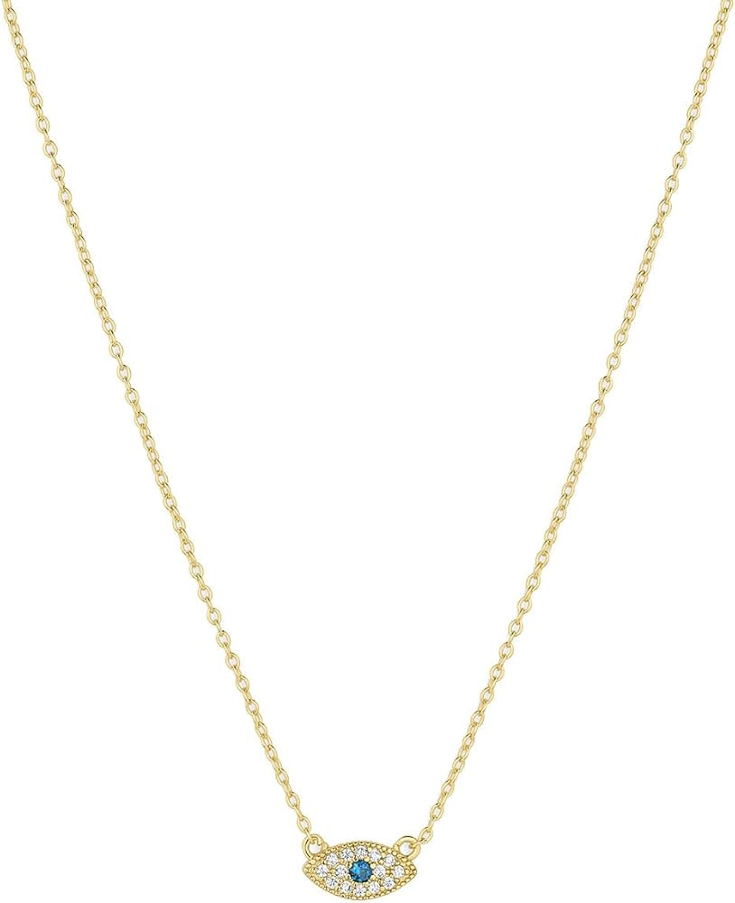 gorjana - Evil Eye Pendant Necklace - 18K Gold Plated - Adjustable Link Chain wITH White CZ and L... | Amazon (US)