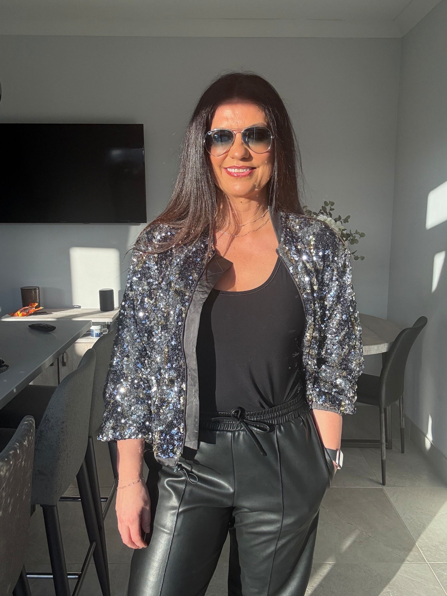 My festival/gig outfit. Comfortable & cool 😎
I’ve tagged some dupes for this look. 
The jacket is now sold out but to find on Vinted it’s called French Connection Binalo Sequin Bomber. 

#LTKover50style #LTKstyletip #LTKuk