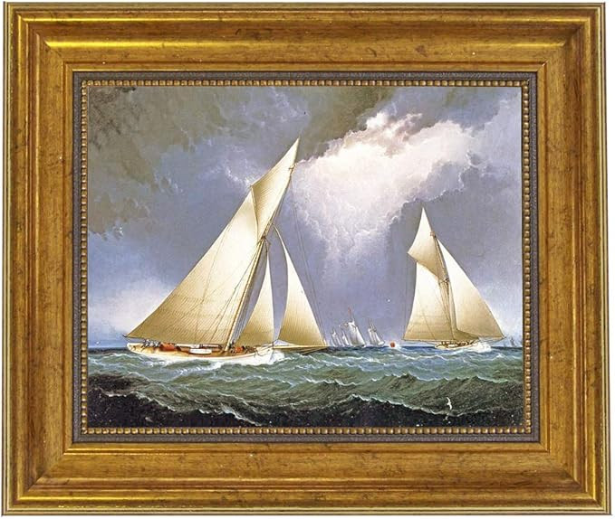 Schooner Bay Co- James E. Buttersworth Yacht Mayflower leading Puritan 8 x 10” Oil Painting Pri... | Amazon (US)