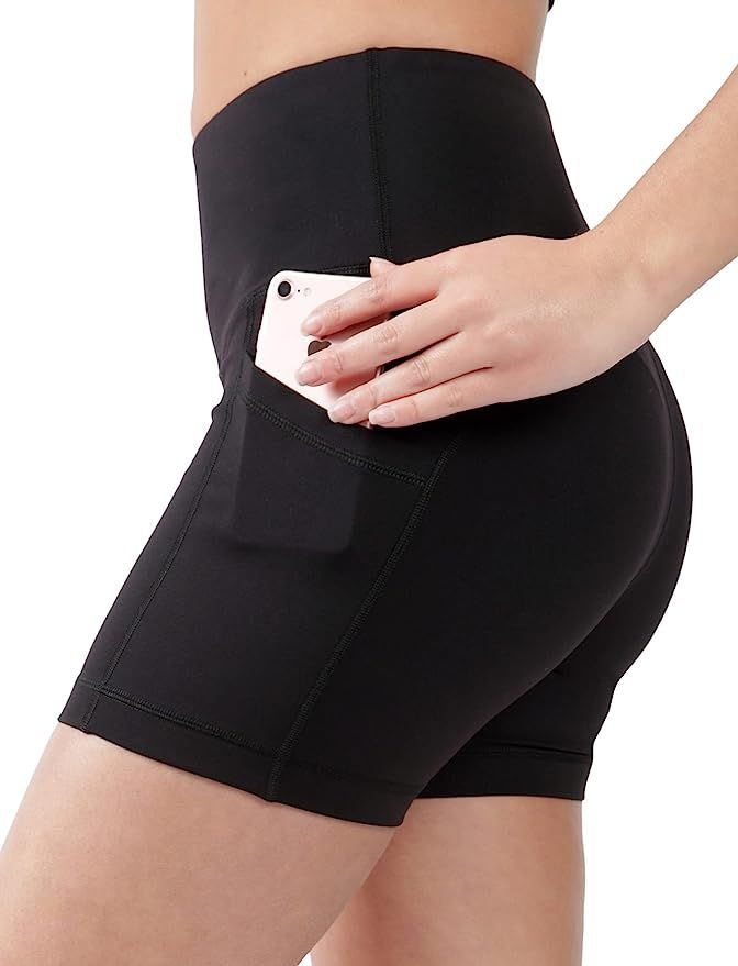 90 Degree By Reflex - High Waist Power Flex Biker Shorts with Side Pockets - 5", 7", 9" | Amazon (US)