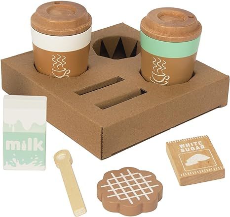 WOODENFUN Pretend Play Coffee Cup Toys,Wooden Play Kitchen Accessories,Fake Food Play for Kids Ki... | Amazon (US)