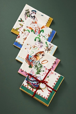 Phannapast Taychamaythakool x Anthropologie Twelve Days of Christmas Cotton Napkins, Set of 12 | Anthropologie (US)