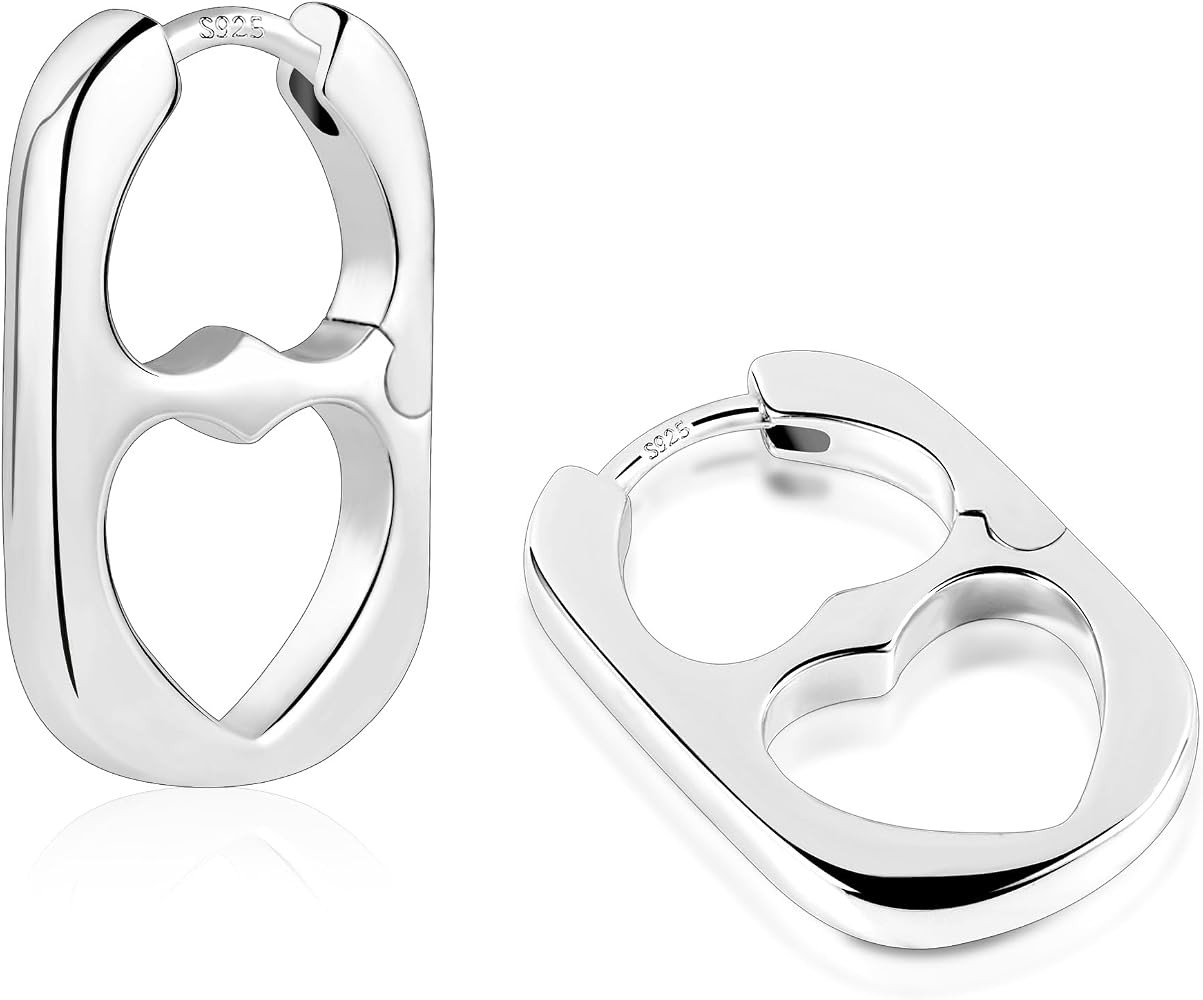 Silver Heart Rectangle Hoop Earrings for Women Jewelry Gifts | Amazon (US)
