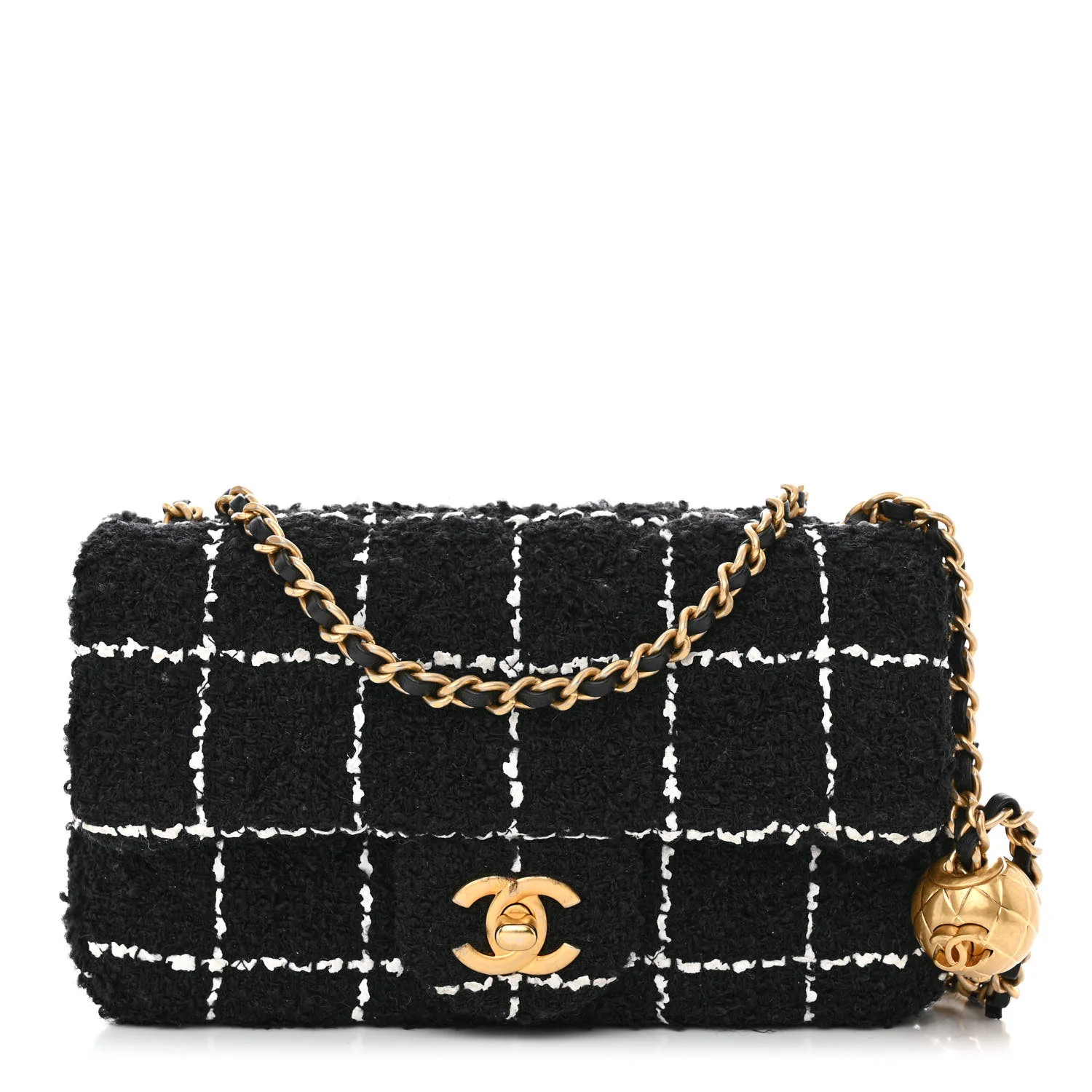 Tweed Quilted Mini Rectangular Pearl Crush Flap Black | FASHIONPHILE (US)