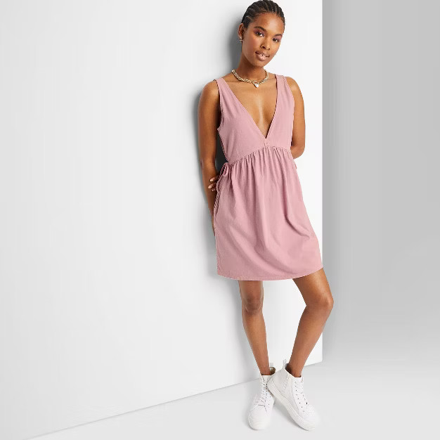 Women's Sleeveless Tie Waist Knit Botanical Dyed Babydoll Dress - Wild Fable™ | Target