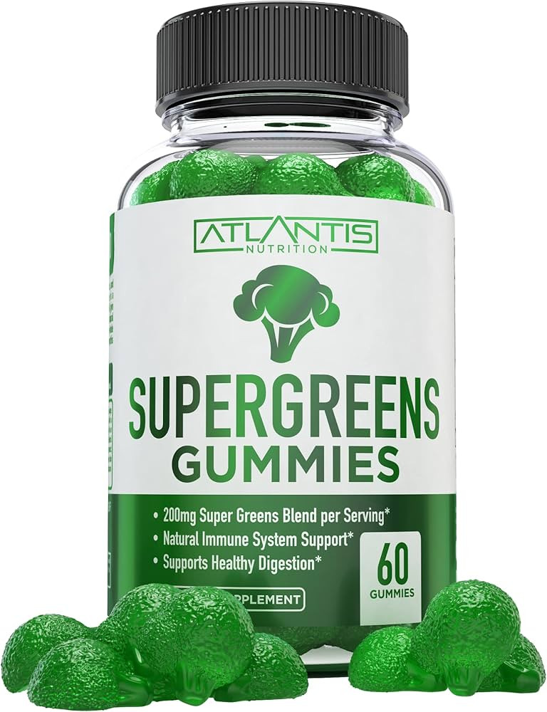 Atlantis Nutrition Supergreens Gummies - Daily Green Superfoods Supplement with Spinach, Broccoli... | Amazon (US)