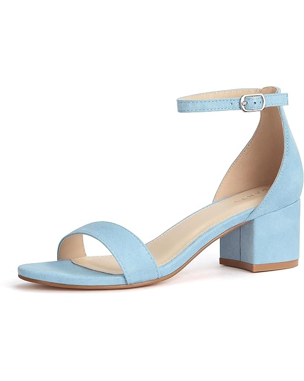 PARTY Women's Open Toe Ankle Strap Low Block Chunky Heels Sandals | Amazon (US)