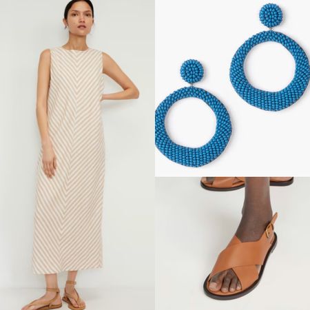 Linen, summer, dress, statement earrings, blue, beaded, sandals, date night, work, sale

#LTKstyletip #LTKSeasonal #LTKbeauty