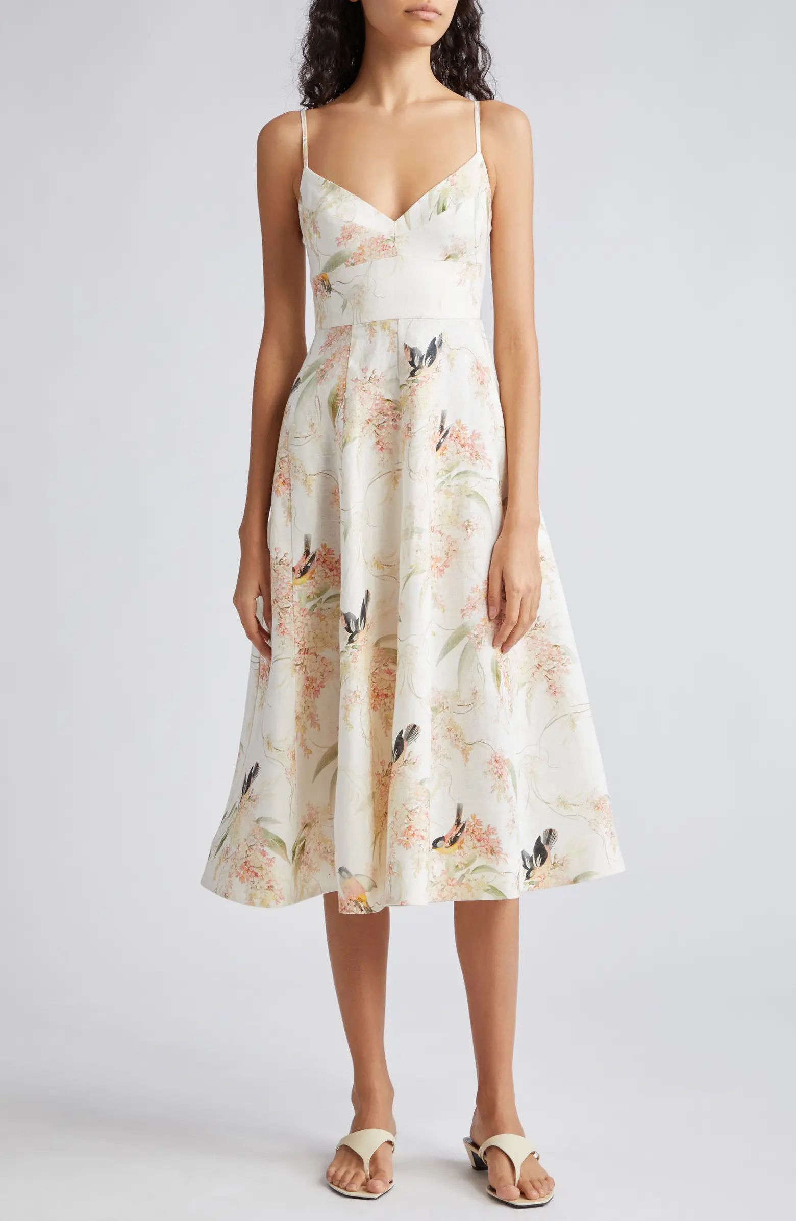 Picnic Floral Linen Midi Sundress | Nordstrom