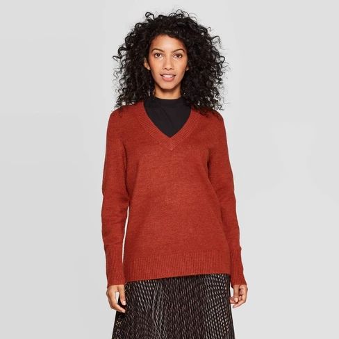 Women's Long Sleeve V-Neck Pullover Sweater - A New Day™ | Target