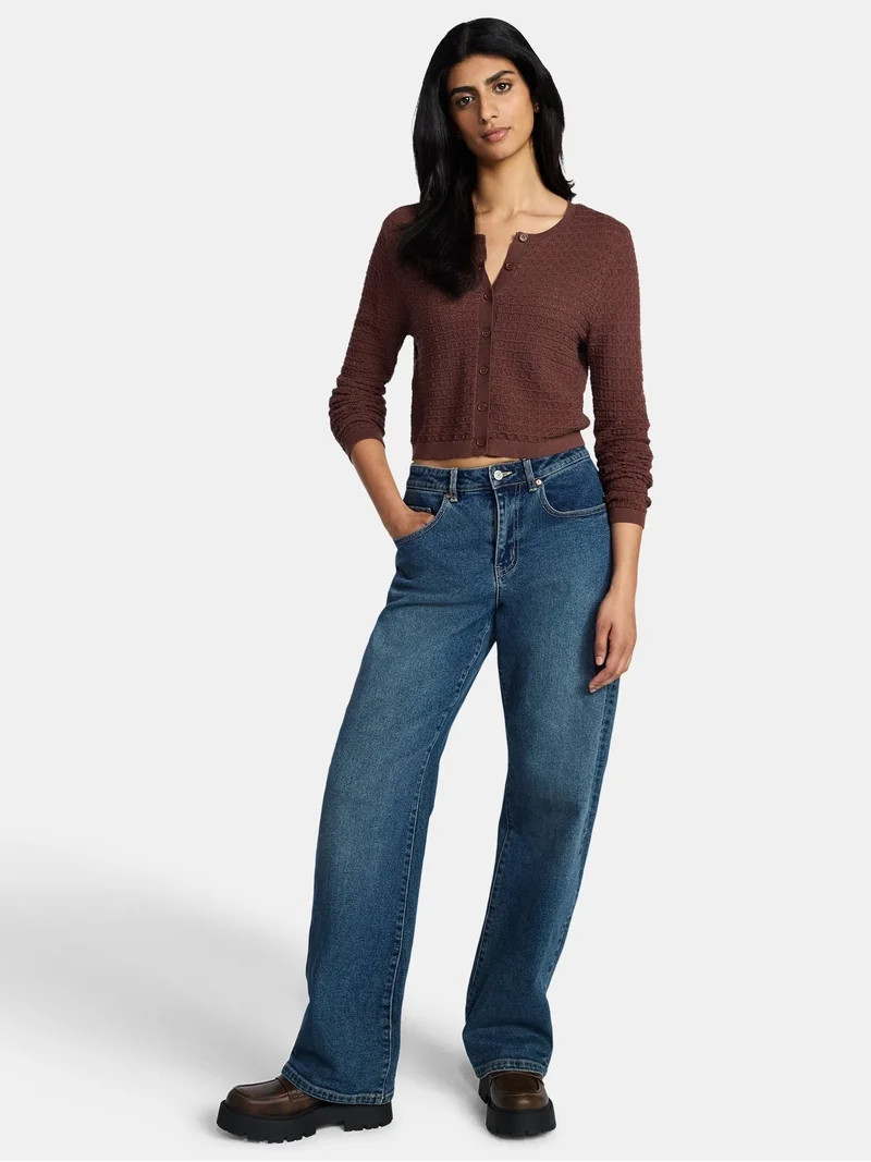 Madden NYC Women's Cotton Crochet Sweater Cardigan, Sizes XXS-XXL | Walmart (US)