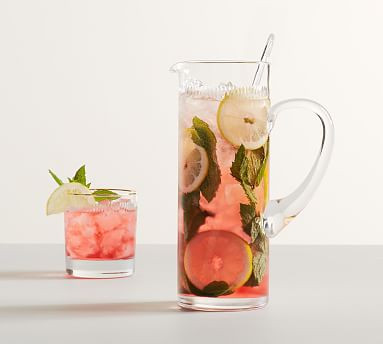 Etched Gold Rim Handcrafted Cocktail Pitcher with Stirrer | Pottery Barn (US)