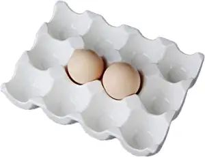 Leoyoubei Pretty Ceramic Egg Plate,7.5X5.5X1.5 Kitchen Restaurant Fridge Storage and Cookable Egg... | Amazon (US)