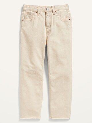 High-Waisted Slouchy Straight Frayed-Hem Jeans for Girls | Old Navy (US)