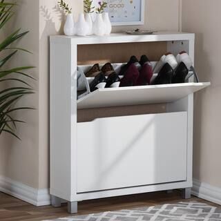 Baxton Studio 37 in. H x 31.1 in. W White Wood Shoe Storage Cabinet 28862-4341-HD - The Home Depo... | The Home Depot