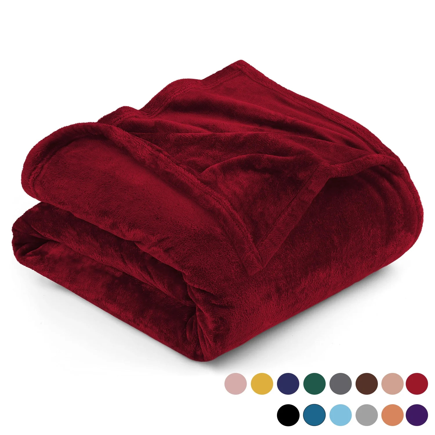 Ameha Microplush Fleece Bed Blanket 310 GSM Microfiber Lightweight Warm Fluffy & Soft Burgundy Fu... | Walmart (US)