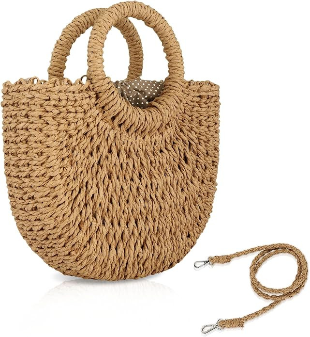 FENBEN Straw Hobo Bags for Women Small Crossbody Bag Beach Purse Weave Shoulder Handbag Rattan | Amazon (US)