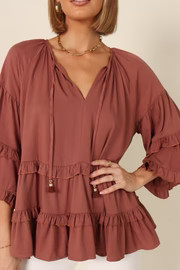 Ingrid Frill Top - Mocha | Petal & Pup (US)