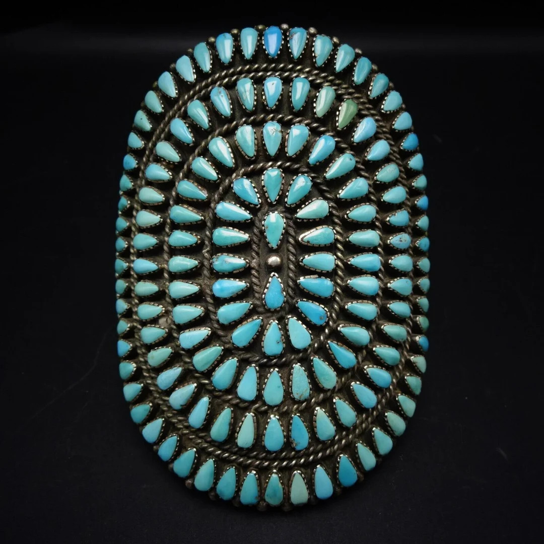 Massive OLD PAWN Sterling Silver TURQUOISE Cuff Bracelet Large Size Wrist 7 7/8" | Etsy (US)