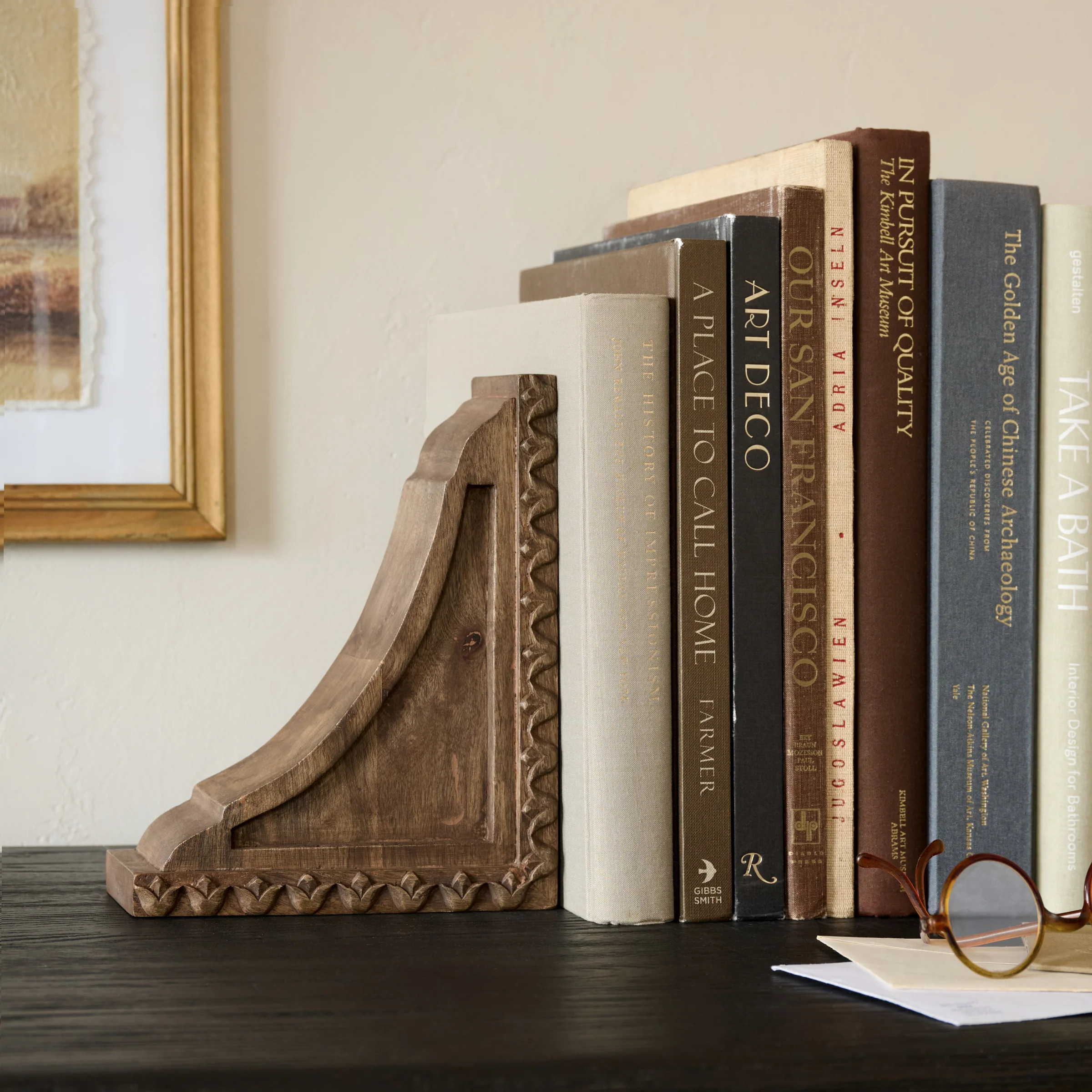 Warren Hand Carved Wood Bookends | Magnolia