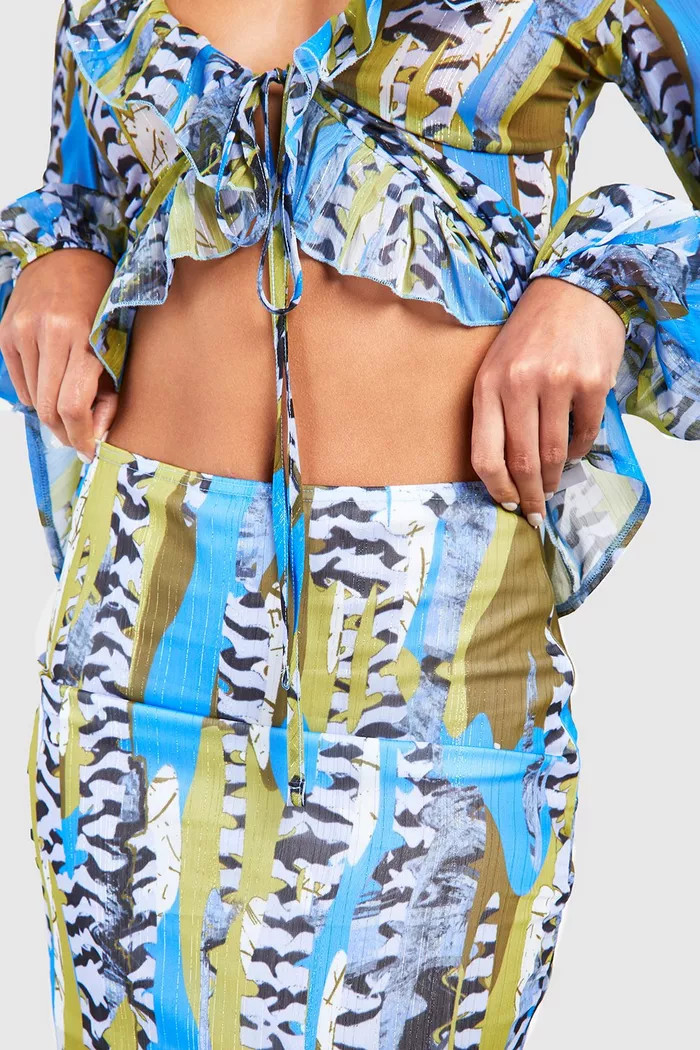 Tall Mixed Print Ruffle Woven Midaxi Skirt | Boohoo.com (UK & IE)