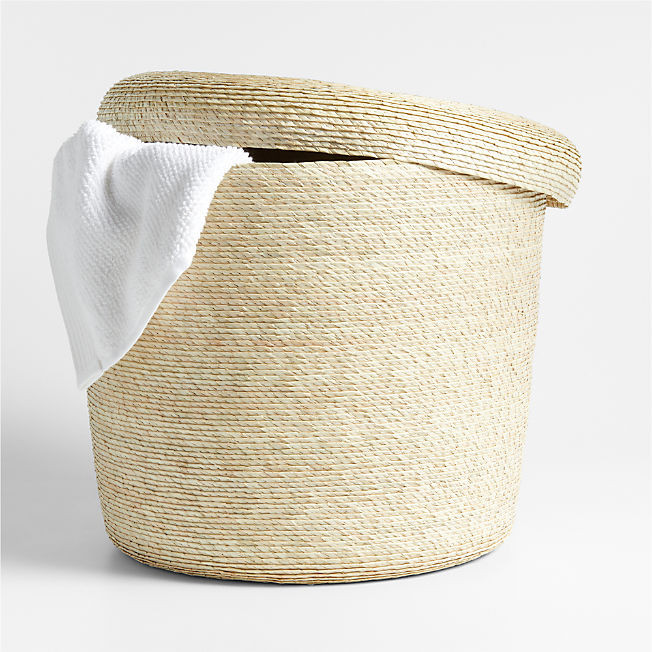 Palmera Medium Woven Bin with Lid | Crate & Barrel | Crate & Barrel