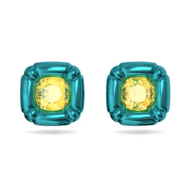 Dulcis stud earrings, Cushion cut, Blue by SWAROVSKI | SWAROVSKI